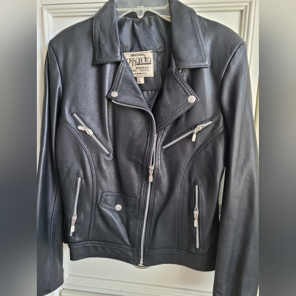 Women's Black Leather Biker Jacket